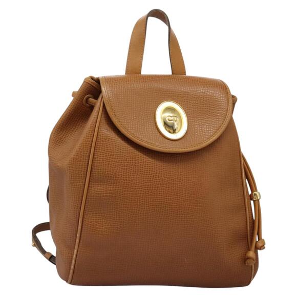 DIOR Backpack Leather Brown Gold - Picture 1 of 14